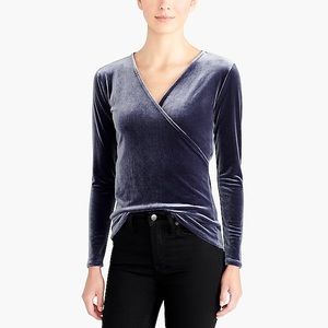 J Crew Mercantile blue velvet wrap top